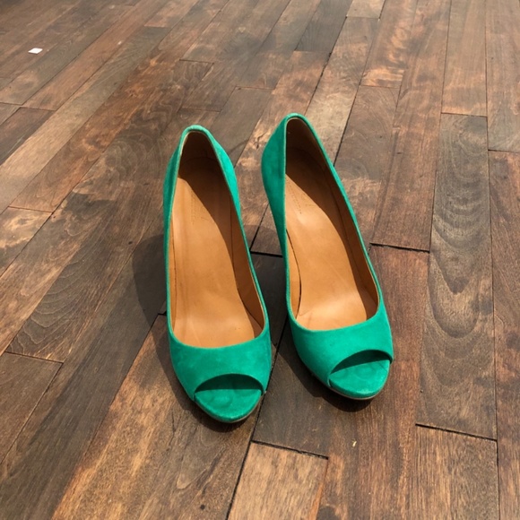Madewell Green suede peep toe shoes - Picture 3 of 6